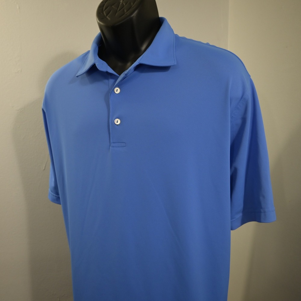 Peter Millar Summer Comfort E4 Golf Polo Mens XXL Blue Short Sleeve Stretch